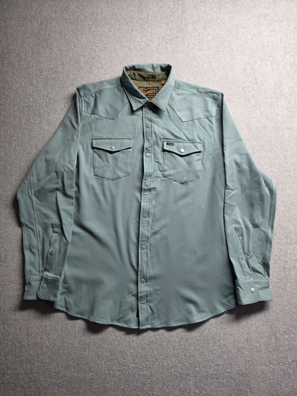 Howler Brothers Stockman Stretch Snap Shirt Mens Size Large Blue Teal Western